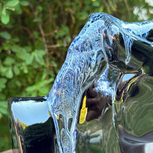 BMP Vintage Horse Bookend by Blue Mountain Pottery Black Ceramic Drip Glaze - Picture 9 of 14